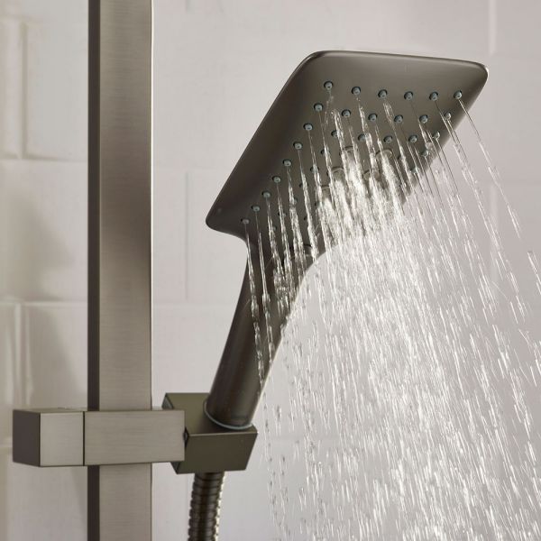 Bristan Quadrato Gun Metal Safe Touch Adjustable Thermostatic Rigid Riser Bar Shower Kit #5