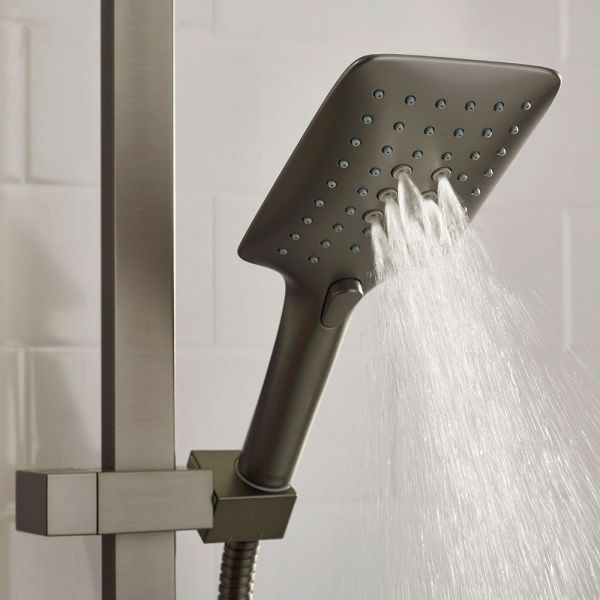 Bristan Quadrato Gun Metal Safe Touch Adjustable Thermostatic Rigid Riser Bar Shower Kit #6