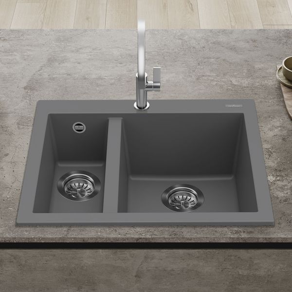Reginox Quadra Titanium 1.5 Bowl Granite Kitchen Sink with Tap Wing 590 x 500mm