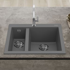 Reginox Quadra Titanium 1.5 Bowl Granite Kitchen Sink with Tap Wing 590 x 500mm