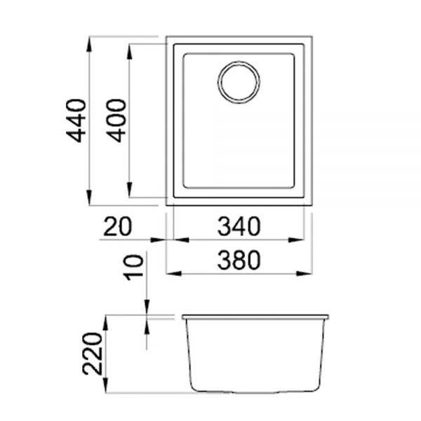 Reginox Quadra Cream Granitek Undermount Single Bowl Granite Kitchen Sink 380 x 440mm #2