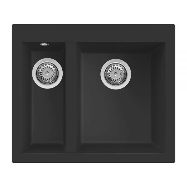 Reginox Quadra Black Metaltek Integrated 1.5 Bowl Granite Kitchen Sink 590 x 500mm