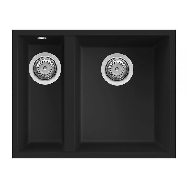 Reginox Quadra Black Metaltek Integrated 1.5 Bowl Granite Kitchen Sink 560 x 440mm