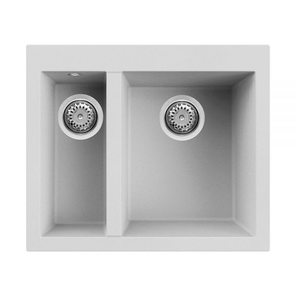 Reginox Quadra White Granitek Integrated 1.5 Bowl Granite Kitchen Sink 590 x 500mm