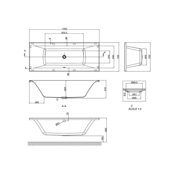 Britton Cleargreen Enviro 1700 x 700 Double Ended Bath R1 #2