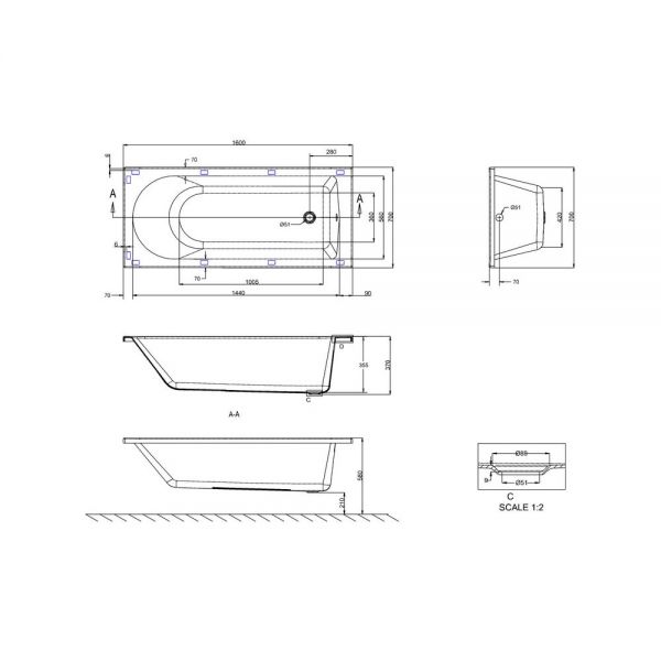 Britton Cleargreen Reuse 1600 x 700 Single Ended Bath R12 #2