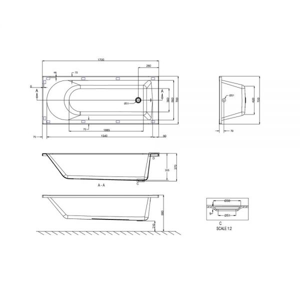 Britton Cleargreen Reuse 1700 x 700 Single Ended Bath R13 #2