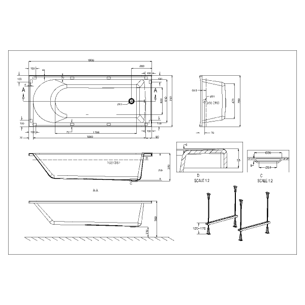 Britton Cleargreen Reuse 1800 x 750 Single Ended Bath R14 #2