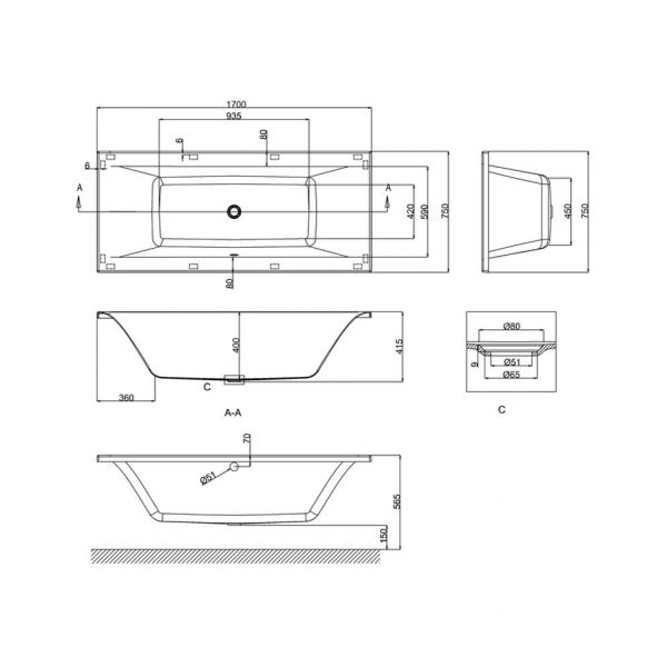 Britton Cleargreen Enviro 1700 x 750 Double Ended Bath R2 #2