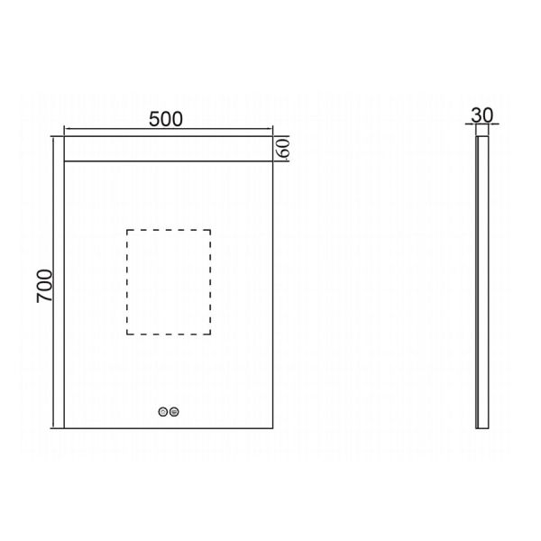 JTP Radiant Rectangular LED Bathroom Mirror 500 x 700mm #2