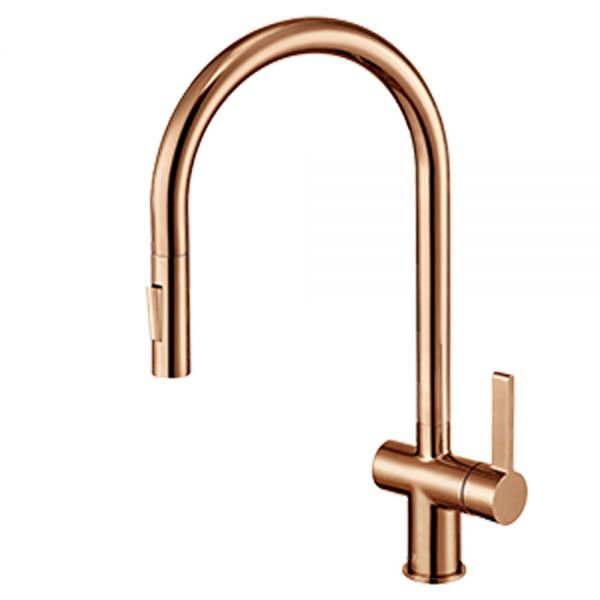 JTP VOS Rose Gold Pull Out Kitchen Mixer Tap