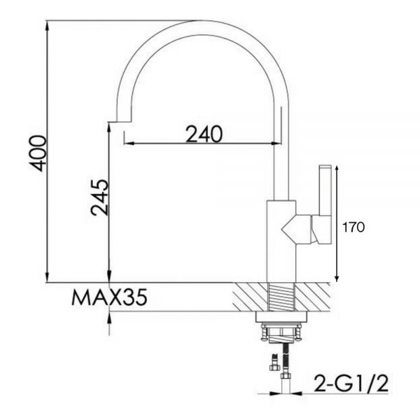 JTP Rose Gold Kitchen Mixer Tap #2