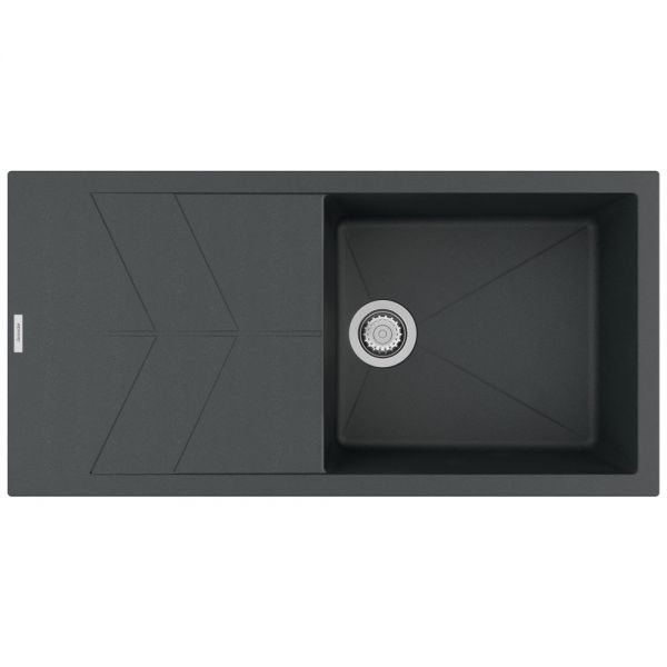 Clearwater Rio 1 Large Bowl Inset Basalt Granite Kitchen Sink with Drainer 1000 x 500