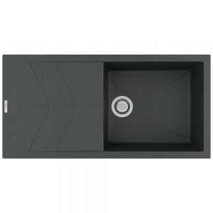 Clearwater Rio 1 Large Bowl Inset Basalt Granite Kitchen Sink with Drainer 1000 x 500