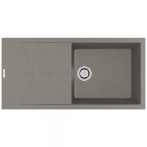 Clearwater Rio 1 Large Bowl Inset Concrete Granite Kitchen Sink with Drainer 1000 x 500