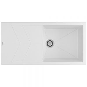 Clearwater Rio 1 Large Bowl Inset Polar Granite Kitchen Sink with Drainer 1000 x 500