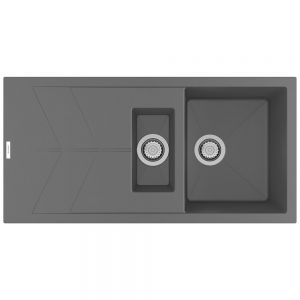 Clearwater Rio 1.5 One and a Half Bowl Inset Concrete Granite Kitchen Sink with Drainer 1000 x 500