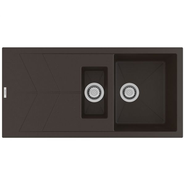 Clearwater Rio 1.5 One and a Half Bowl Inset Mocha Granite Kitchen Sink with Drainer 1000 x 500