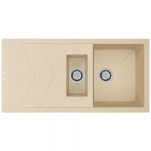 Clearwater Rio 1.5 One and a Half Bowl Inset Moonstone Granite Kitchen Sink with Drainer 1000 x 500
