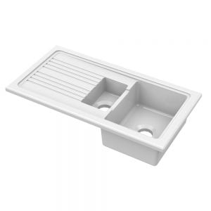 Reginox Regi White Inset 1.5 Bowl Ceramic Kitchen Sink 1010 x 525mm