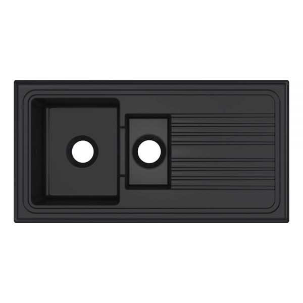 Reginox Regi Black Inset 1.5 Bowl Ceramic Kitchen Sink 1010 x 525mm