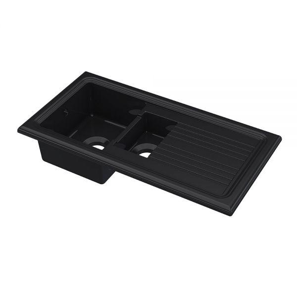 Reginox Regi Black Inset 1.5 Bowl Ceramic Kitchen Sink 1010 x 525mm #3