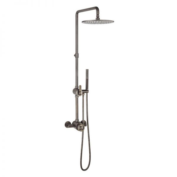 Crosswater Union Brushed Black Chrome Multifunction Shower Kit with Overhead Shower and Handset