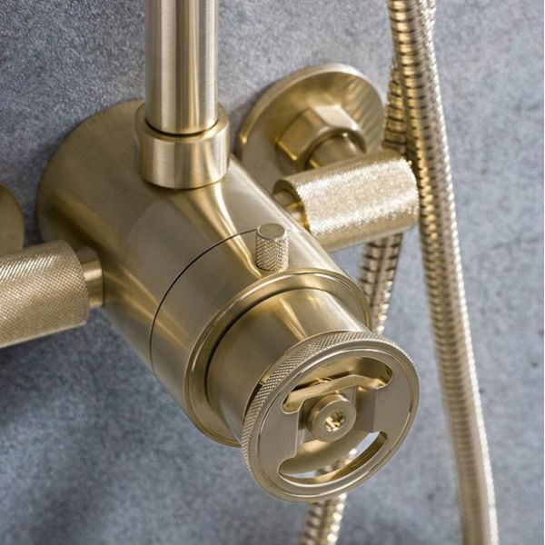 Crosswater Union Brushed Brass Multifunction Shower Kit with Overhead Shower and Handset #2