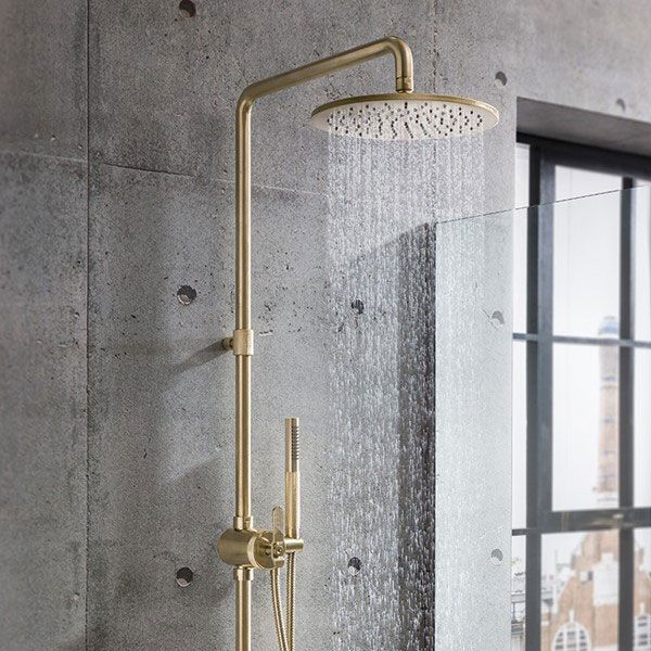 Crosswater Union Brushed Brass Multifunction Shower Kit with Overhead Shower and Handset #5