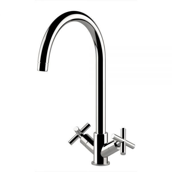 Clearwater Rossi C Twin Lever Chrome Monobloc Kitchen Sink Mixer Tap