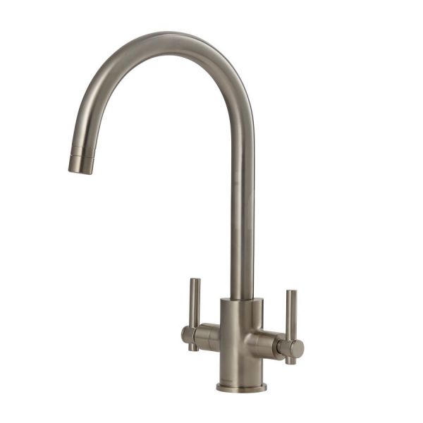 Clearwater Rococo Double Lever Brushed Nickel Monobloc Kitchen Sink Mixer Tap