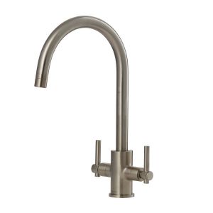 Clearwater Rococo Double Lever Brushed Nickel Monobloc Kitchen Sink Mixer Tap