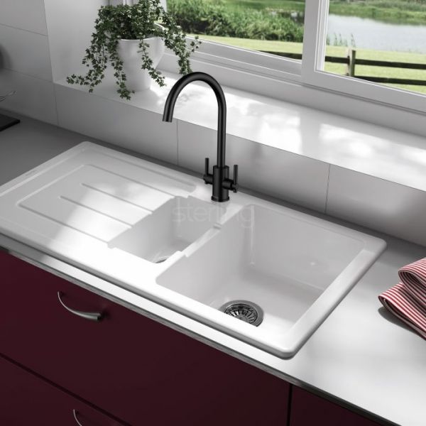 Clearwater Rococo Double Lever Chrome Monobloc Kitchen Sink Mixer Tap #2