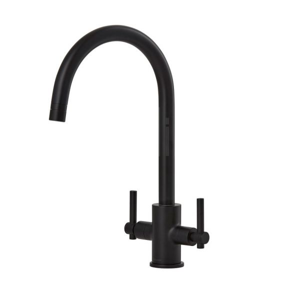 Clearwater Rococo Double Lever Matt Black Monobloc Kitchen Sink Mixer Tap