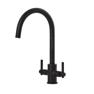 Clearwater Rococo Double Lever Matt Black Monobloc Kitchen Sink Mixer Tap
