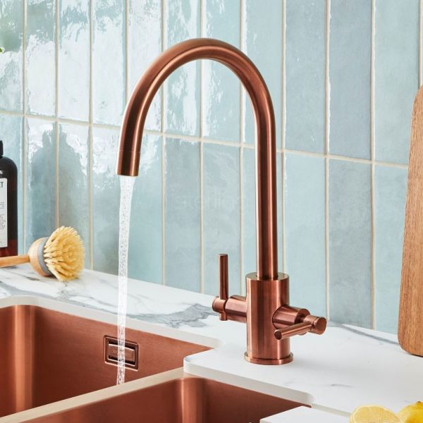 Clearwater Rococo Double Lever Regency Copper Monobloc Kitchen Sink Mixer Tap #2