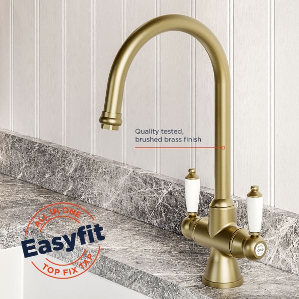 Bristan Renaissance Easyfit Brushed Brass Mono Kitchen Mixer Tap RS SNK EF BB #2