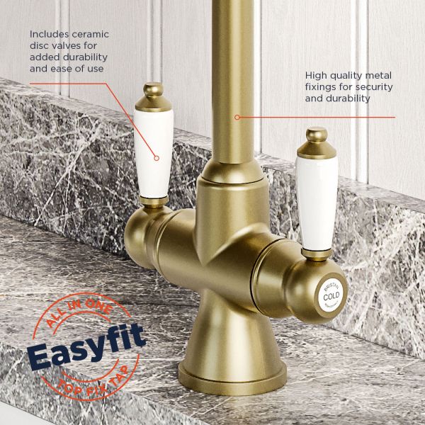 Bristan Renaissance Easyfit Brushed Brass Mono Kitchen Mixer Tap RS SNK EF BB #3
