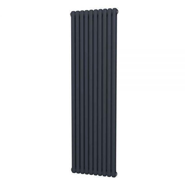 Riviera Round Top 1800 x 507 Anthracite 2 Column Vertical Radiator