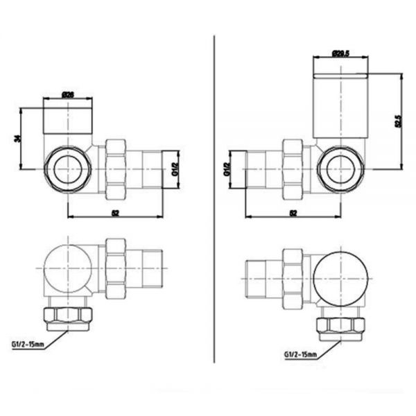 JTP Chrome Corner Manual Radiator Valves #2