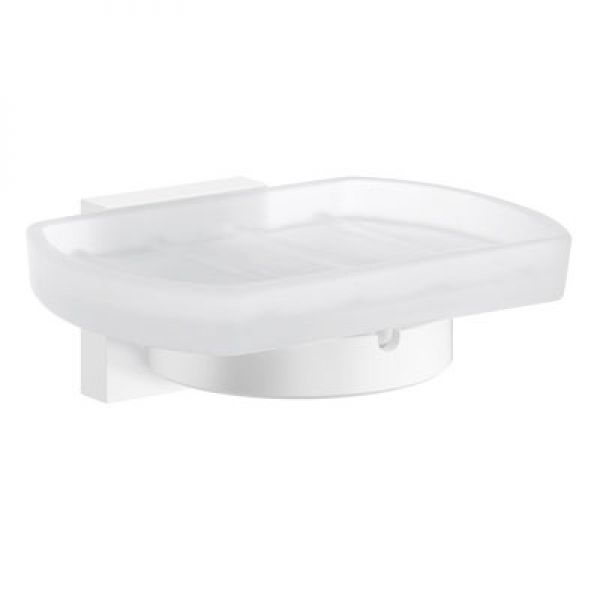 Smedbo House Glass Soap Dish with Holder Matte White RX342