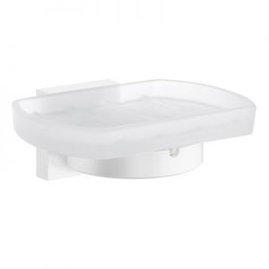 Smedbo House Glass Soap Dish with Holder Matte White RX342