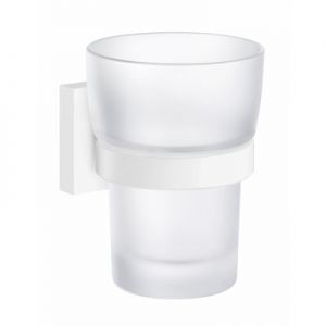 Smedbo House Glass Tumbler with Holder Matte White RX343