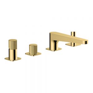 Rak Amalfi Brushed Gold Deck Mounted 4 Hole Bath Shower Mixer Tap