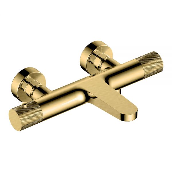 Rak Amalfi Brushed Gold Wall Mounted Thermostatic Bath Shower Mixer Tap