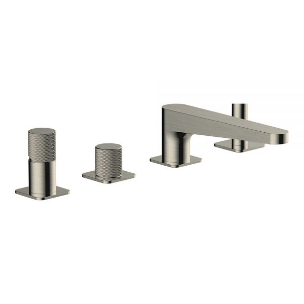Rak Amalfi Brushed Nickel Deck Mounted 4 Hole Bath Shower Mixer Tap