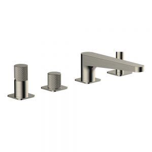 Rak Amalfi Brushed Nickel Deck Mounted 4 Hole Bath Shower Mixer Tap