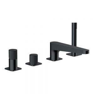 Rak Amalfi Matt Black Deck Mounted 4 Hole Bath Shower Mixer Tap