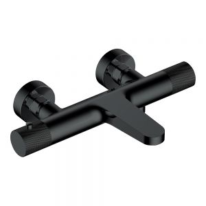Rak Amalfi Matt Black Wall Mounted Thermostatic Bath Shower Mixer Tap