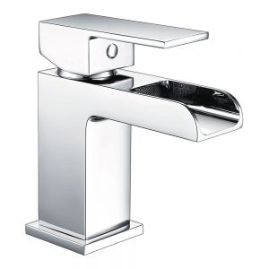 Rak Art Cubis Chrome Mono Waterfall Basin Mixer Tap with Waste